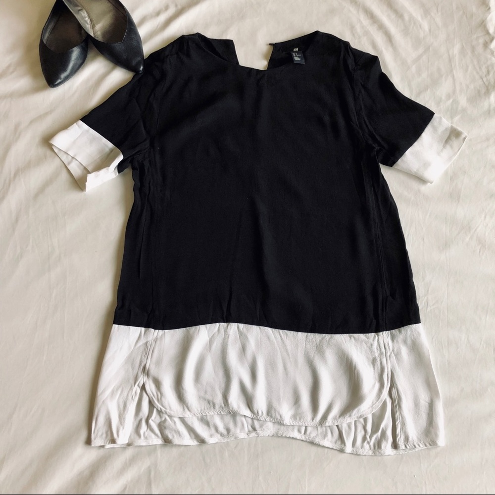 Chiffon black and white top